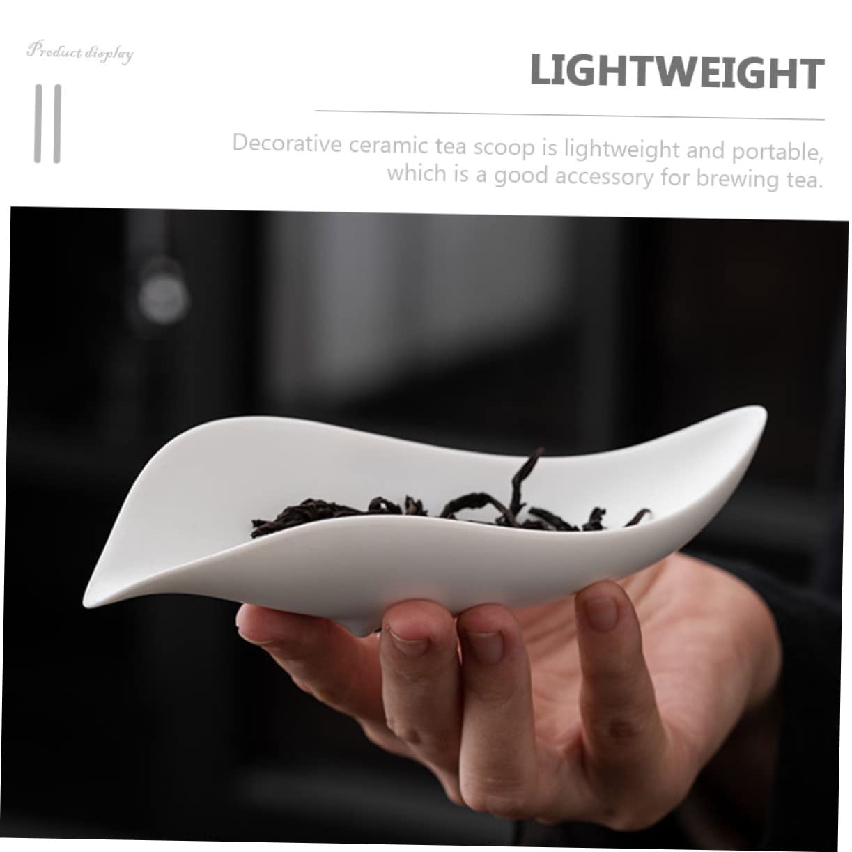 Cabilock Ceramic Tea Leaf Spoon Small Tea Scoop Delicate Teaspoon for Home Tea Accessory