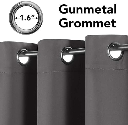 Miniatura 5 de H.Versailtex Three Pass - Cortinas opacas de microfibra con aislamiento térmico y ojales para ventana (juego de 2 paneles, 52 x 96 pulgadas, gris
