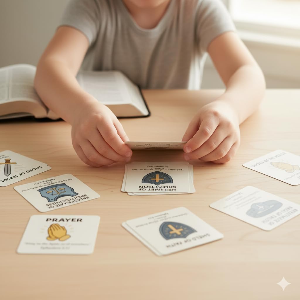 Armor of God Bible Memory Matching Cards – Christian Educational Religious Game for Vacation Bible School, Sunday School, Classroom Activities, Family Fellowship Supplies