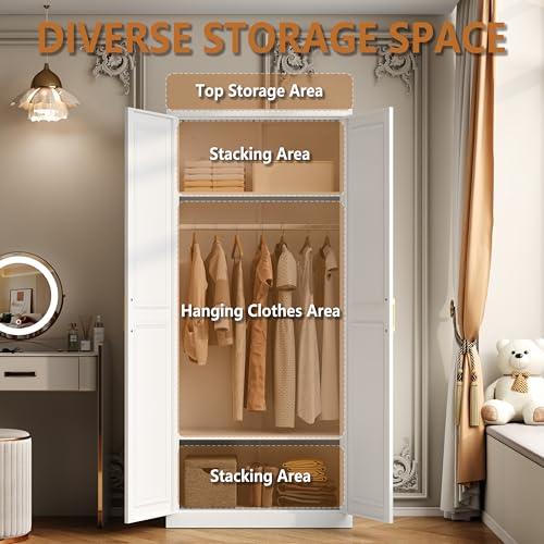 image for Polup Metal Armoire Wardrobe Closet with Doors and Shelves, 71