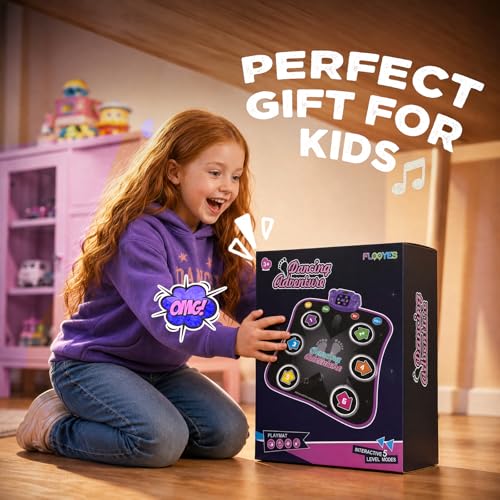 Flooyes Dance Mat Toys for 3-12 Year Old Kids, Electronic Dance Pad with Light-up 6-Button Wireless Bluetooth, Music Dance with 5 Game Modes, Birthday Toys Gifts for 3 4 5 6 7 8 9 10+ Year Old Girls by Flooyes - Image 6