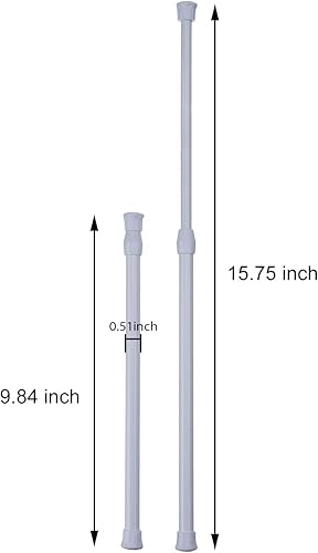 Miniatura 4 de Shappy Paquete de 5 barras de tensión para armario, barra de cortina de resorte para proyectos de bricolaje, ancho extensible (9.84 a 15.75