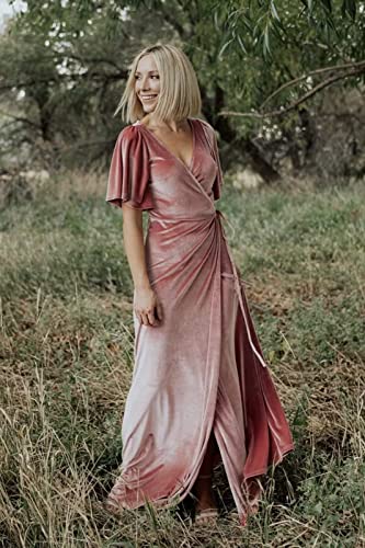 Velvet Bridesmaid Dresses for Wedding Short Sleeve Formal Evening Dresses for Women3