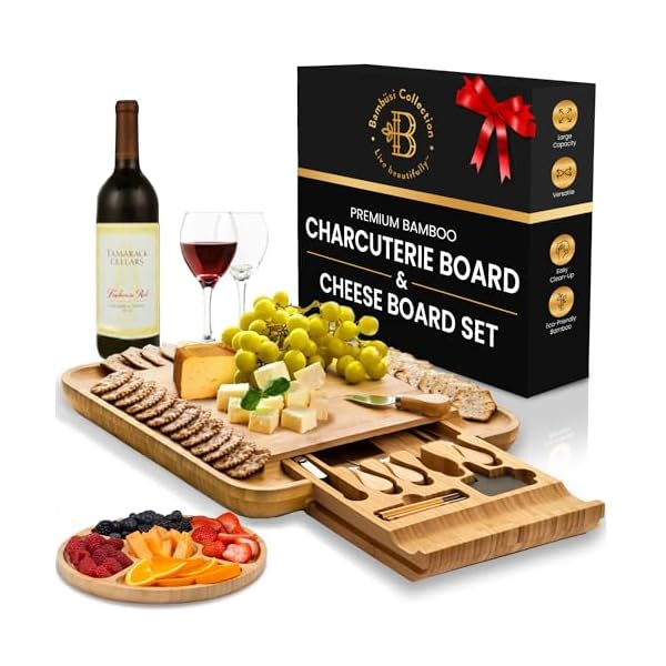Charcuterie Board Gift Set – Bamboo Cheese Board and Knife Set – Housewarming Gifts for New Home, Wedding Gifts for Couples 2025, Bridal Shower Gifts, Birthday Gifts for Women