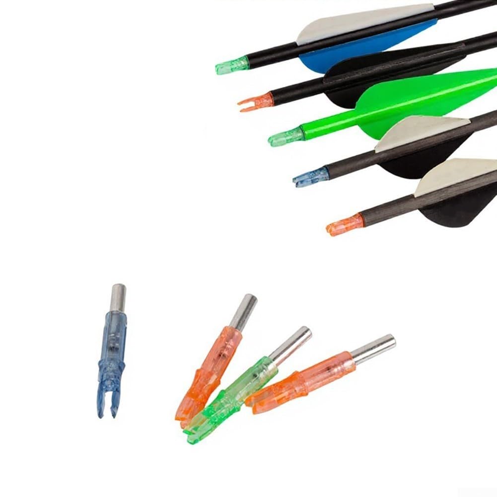 Lot de 6 encoches lumineuses à LED pour tiges en aluminium carbone de 6,2 mm, pour la chasse nocturne et la pratique de la cible (vert)