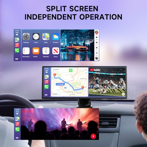 Image of Car Play Screen for Apple CarPlay & Android Auto with 1080P Backup Camera, 10.25 inch IPS HD Smart Screen with OTA, Mirror Link, Bluetooth 5.2, Voice Control, Music Play, GPS Navigation, FM