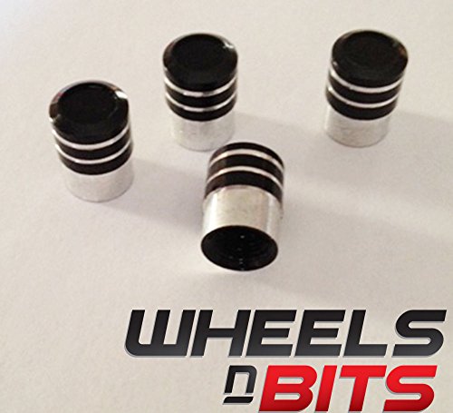 Noir et argent rayé Aluminium capuchons Valve Convient pour Audi A4 A6 A8 TT Voiture Lot de 4 Cover