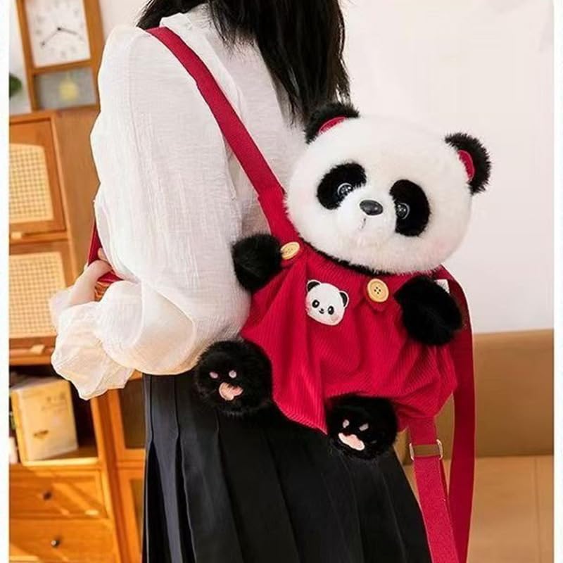 Image of Women Animal Teddy Bear Plush Backpack with Adjustable Straps (Overalls bear brown)