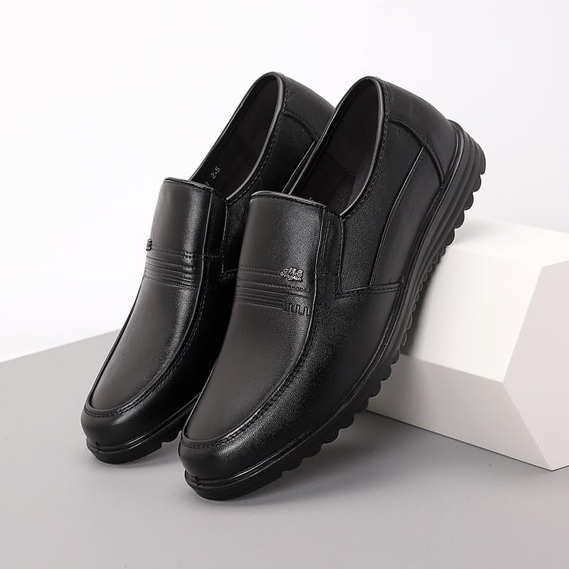 Men's Casual Slip on Loafers Breathable Shoes Men Soft Toe Uniform Dress Work Shoes Slip Resistant Water Resistant Black Oxford Shoe3