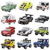 Uvini 12PCS Mini Cars Building Brick Sets, 3D Assembly Cars for Boys, Pull Back Car Building Blocks, Building Block Car Toys for Kids Age 6 7 8 9 10, 1090 Pieces