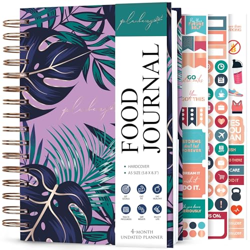 PLANBERRY Food Journal Premium - Ernährungsplaner - Diät- & Kalorien-Tracker - Mahlzeit- & Übungstagebuch - Gewichtsverlust-Tagebuch (Wild Purple)