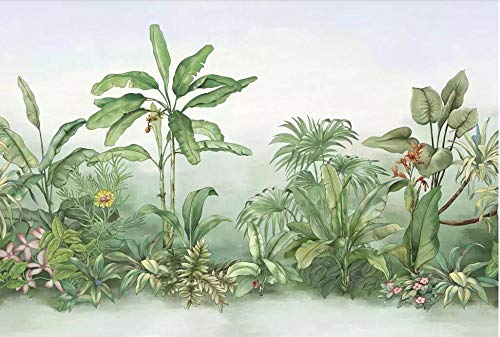 Papier peint 3D pour masquer mur blanc salon fond TV jungle