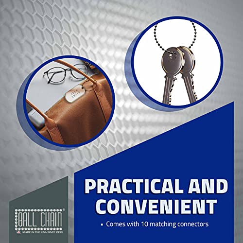 Ball Chain Number 6 Ball Chain With Gun Metal Finish - 10 Foot Long Bead Chain - 3.2 Mm In Diameter - 10 Matching Connectors Included - Corrosion And Rust Resistant Bead Ball Chain #TOP3