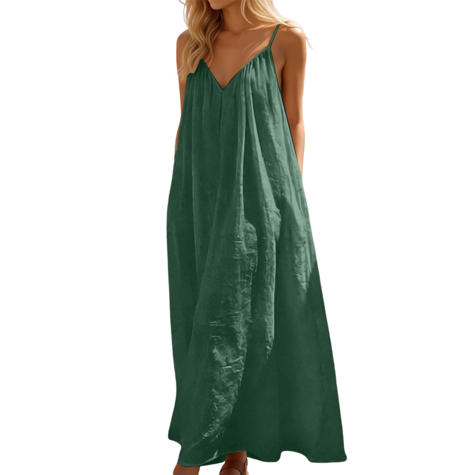 Vestido maxi cómodo de casa con cuello en V para evitar la ropa ajustada 7