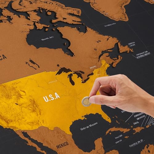 Weltkarte Zum Rubbeln, Landkarte Zum Freirubbeln Mit Aufbewahrungsbox, 30 X 42 Cm, Für Reiseliebhaber Und Abenteurer, Ideal Als Geschenk Und Zur Dekoration