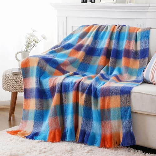 BATTILO Colorful Plaid Throw Blanket for Couch Bed,...