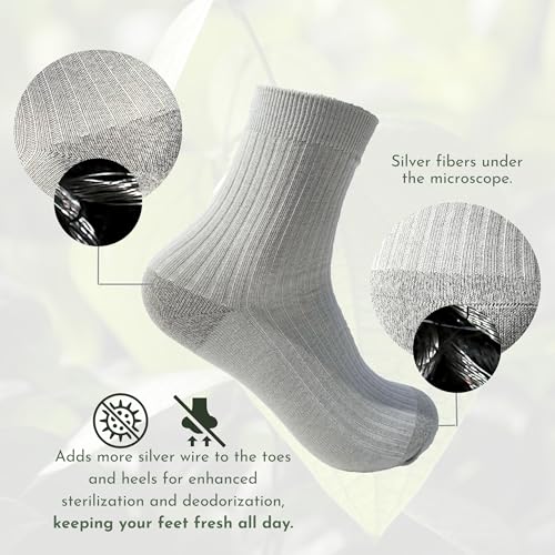Silver Fiber Crew Socks – Moisture-Wicking, Odor-Resistant, Breathable Fit for Running, Hiking & Work (1 Pair)3