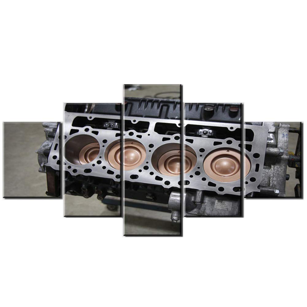 Wall Art Canvas Painting Duramax V8 Engine Picture, 5 Panel Giclee Artwork Wall Art Prints Decor for Home and Office Decoration (No frame,12X18inch-2P 12X24inch-2P 12X30inch-1P)