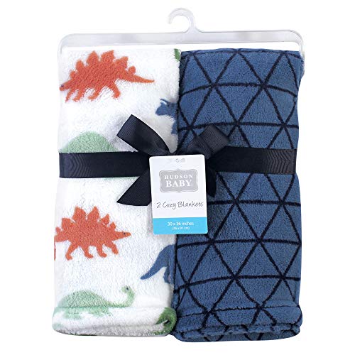 Image of Hudson Baby Unisex Baby Silky Plush and Coral Fleece Blanket, Dinosaurs, 30x36 inches