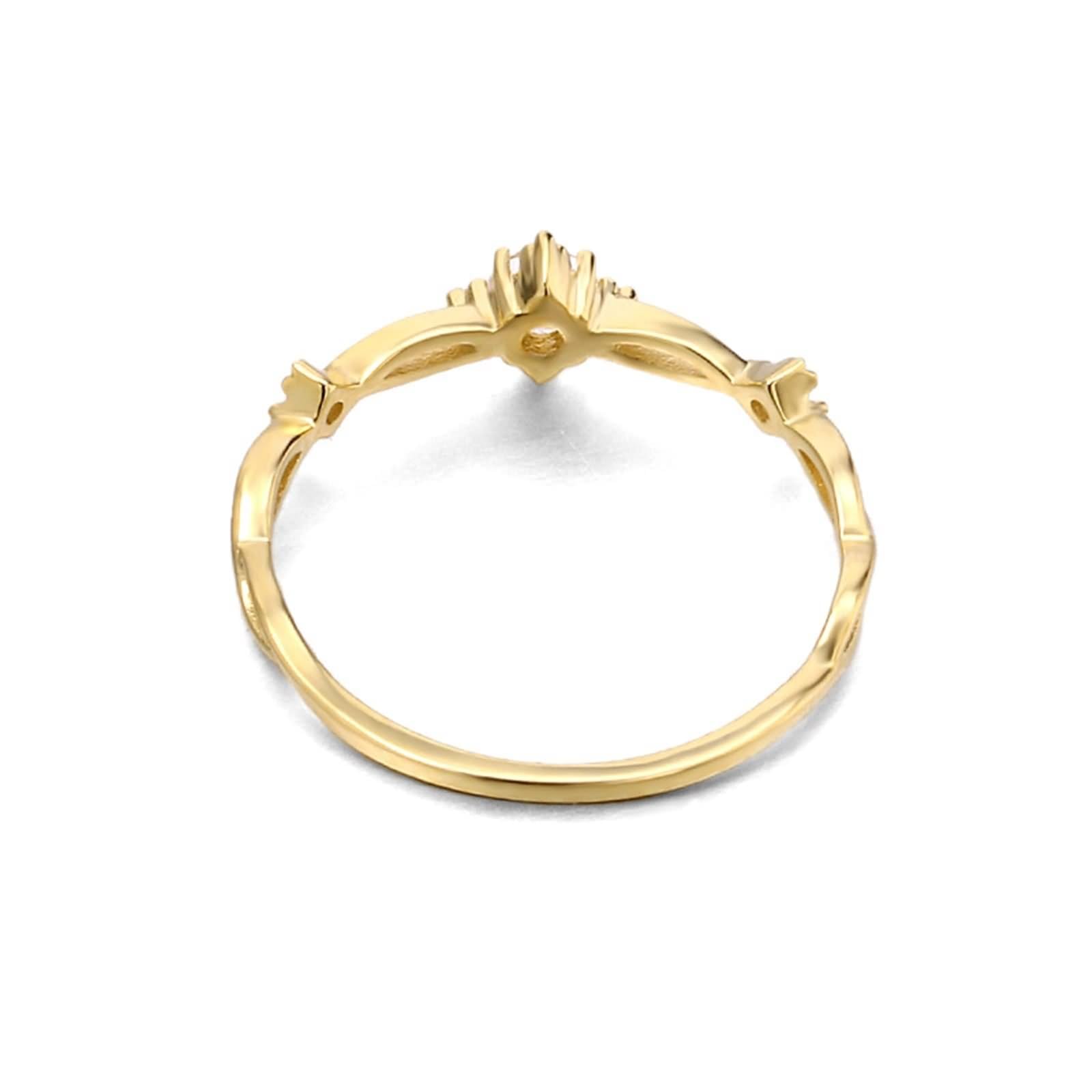 Anello di fidanzamento, anelli di abbinamento solitario fiore ritorto rotondo topazio bianco oro giallo