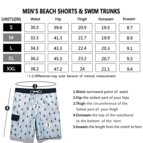 MEILONGER Mens Swim Trunks Quick Dry Bathing Suits Beach Board Shorts Swimming Swimwear with Mesh Lining and Pockets(Light Gray(Sailboat),M) - Image 8