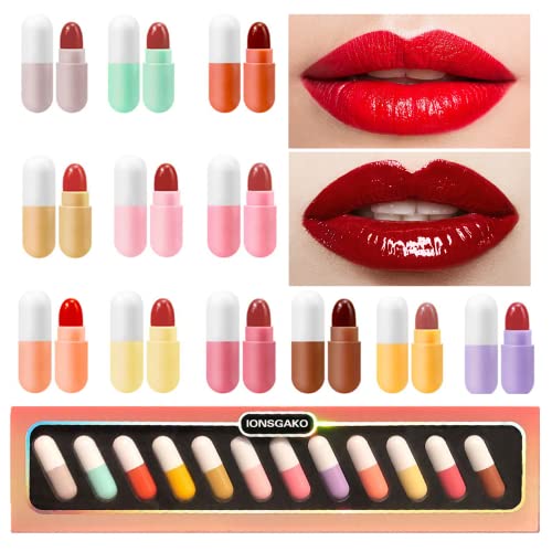 12Pcs Matte Lipstick,Lip Stick Set,Mini Capsule Lipstick,Waterproof Long Lasting Lipsticks Makeup Set for Women Girls