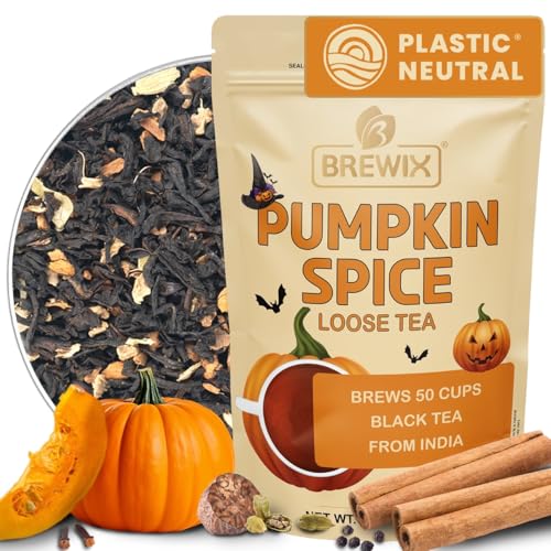 BREWIX, Pumpkin Spice Black Tea, Loose Leaf Tea (50+ Cups, 3.53oz/100g) | Fall | Halloween | Warm and Spicy