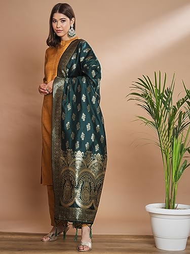 Image of VredeVogel Women's Cotton Silk Blend Straight Kurta Trouser With Dupatta Set