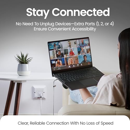 rhinocables CAT5e Ethernet Faceplate | Double 2 & Quad 4 RJ45 Gang Wall Sockets | Simple CAT 5 Setup for Printers, VoIP, Phones & More | Network Expansion for Home or Business (2 Port,Pack of 1) - Image 4