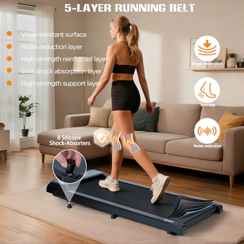 AiQInu 5% Inclinación Cinta De Correr, 2.5 HP Cinta De Andar, con Mando A Distancia, Pantalla Led y Funcionalidad De Aplicación Bluetooth, Walking Pad para Casa Uso DoméStico Y En La Oficina, 2-6 Km - imagen 7