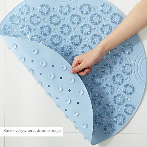 PVC Round Massage Bath Mat Non-Slip Shower Mat Bathroom Mat Machine Washable Bath Mat with Drainage Holes and Suction Cups - Image 4