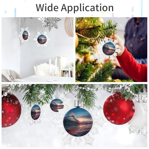 Décoration de Noël 2024 flocon de neige en plastique et aluminium 10,4x8,9 cm