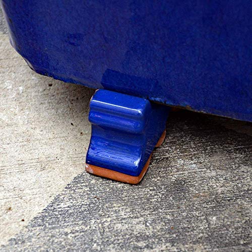 Ceramic Pot Feet 3-Pack -Blue Glaze- Made In USA- Flower Pot Risers Glazed Ceramic - Handmade - Stoneware Clay - Frost Proof - Made For Planters- 3" Long x 1.5" Tall - Recommended for 14"-20" Pots - Thumbnail 3