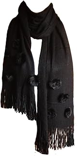 Sciarpa con pompon in pelliccia