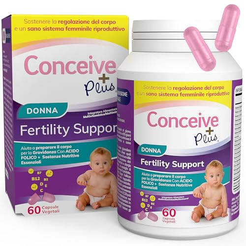 Conceive Plus Donna Fertility Support, Vitamine per aiutare gli aiuti per il concepimento, | Scorta di 30 giorni, 60 Capsule + Acido Folico + Nutrienti Chiave