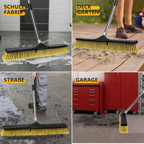 Masthome Besen mit Stiel,Straßenbesen mit 60cm Großem Bürstenkopf, Abnehmbarer Industrie Besen,Große Bodenbürsten für den Außenbereich, für Schulen, Fabriken, Gärten,Garagen – Bild 7
