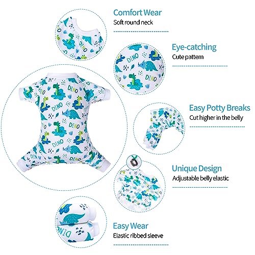 Image of CuteBone Soft & Stretchy Dog Pajamas - Cozy Pet Jammies Breathable Jumpsuit for Small Dogs - All-Season Comfy Outfit Easy-On Pullover Design - Keeps Pets Warm & Comfortable P290L