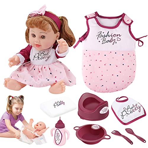 Weiche Vinylpuppe für Kinder, Realistische und süße Neugeborene Puppe mit großen Augen und niedlichem Gesicht, Puppenset… – Bild 8