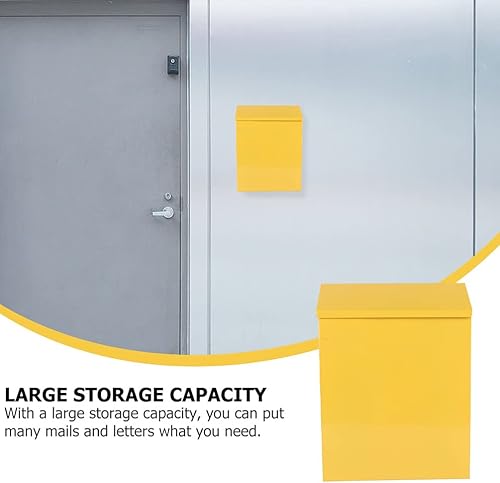 Miniatura 4 de Caja de sugerencias de hierro amarillo para buzón bloqueable montado en la pared para almacenamiento seguro de correo y quejas