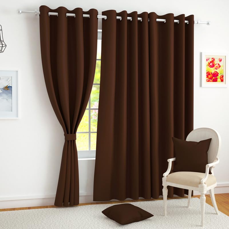 Story@Home Window Blackout Curtains 5 Feet Long 1 Piece, Thermal Insulated, Plain Design 100% Room Darkening Window Curtain | Noise Reducing Curtains for Living Room, Bedroom, (118 x 152 cm, Brown)