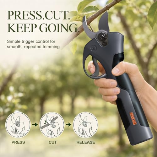 Image of Lightweight Electric Pruning Shears for Tired Hands, Cordless Pruner for Women, Seniors & Smaller Hands, 4200mAh Battery (Dark Grey)