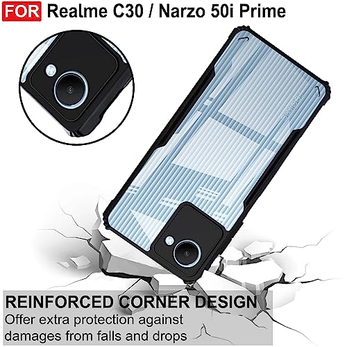 Image of Zapcase Back Case Cover for Realme C30 / Realme Narzo 50i Prime | Compatible for Realme C30 / Realme Narzo 50i Prime Back Case Cover | Clear Case with Camera Protection | (TPU + PC | Matte Black)