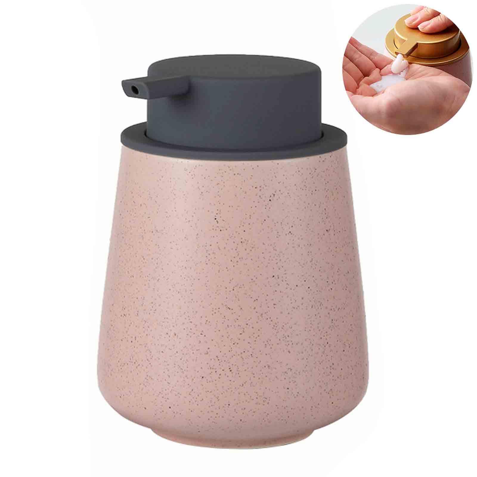 Dowbom Pink Soap Dispenser With Pump, Refillable Lotion Dispenser For Bathroom, Ceramic Shampoo Dispenser (,A-14Oz)