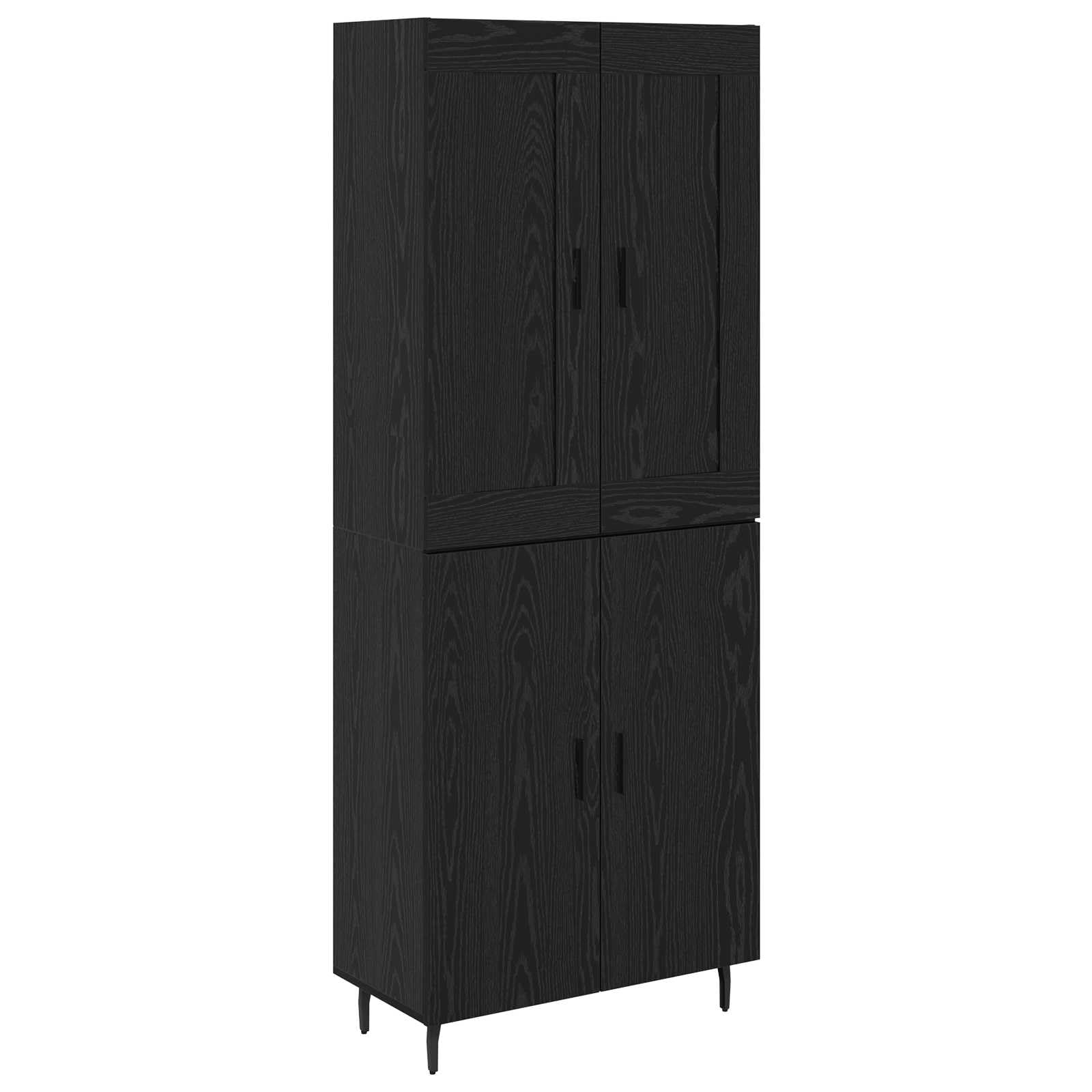 vidaXL Highboard 2 pcs Black Oak Engineered Wood and Glass, Stylish Furniture, Rectangular Highboard, Modern Storage Solution, Functional Sideboard, Indoor Fixture, Dining Room Accent