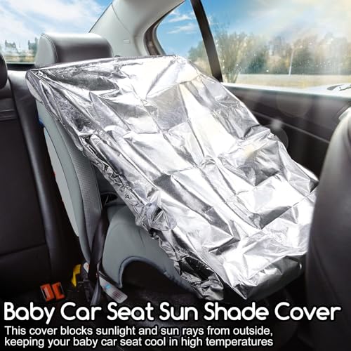 Image of Baby Car Seat Sun Shade Cover,Toddler Car Seat Cooler Car Seat Heat Protector with Draw String,Block Sunlight UV Ray Keeps Baby Seat at A Cool Temperature,Baby Travel Accessories 42.5 inch x 29 inch