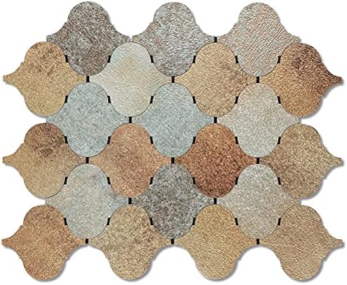 Backsplash Tile for Kitchen Peel and Stick Metal Backsplash Stainless Steel Tile Sticker Stickon Hexagon Backsplash for Kitchen Bathroom in Stainless 5 Sheets