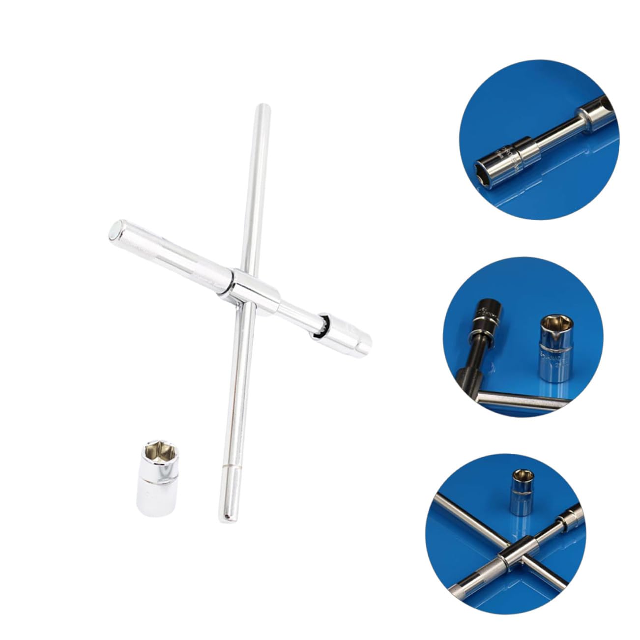 Llave de Rueda de Cruz 17/19/21/23mm de Acero para Ruedas | Plata, Estructura de 4 Vías, Diseño Ergonómico, Mayor Par y Dureza, para Camiones Ligeros y Autocaravanas