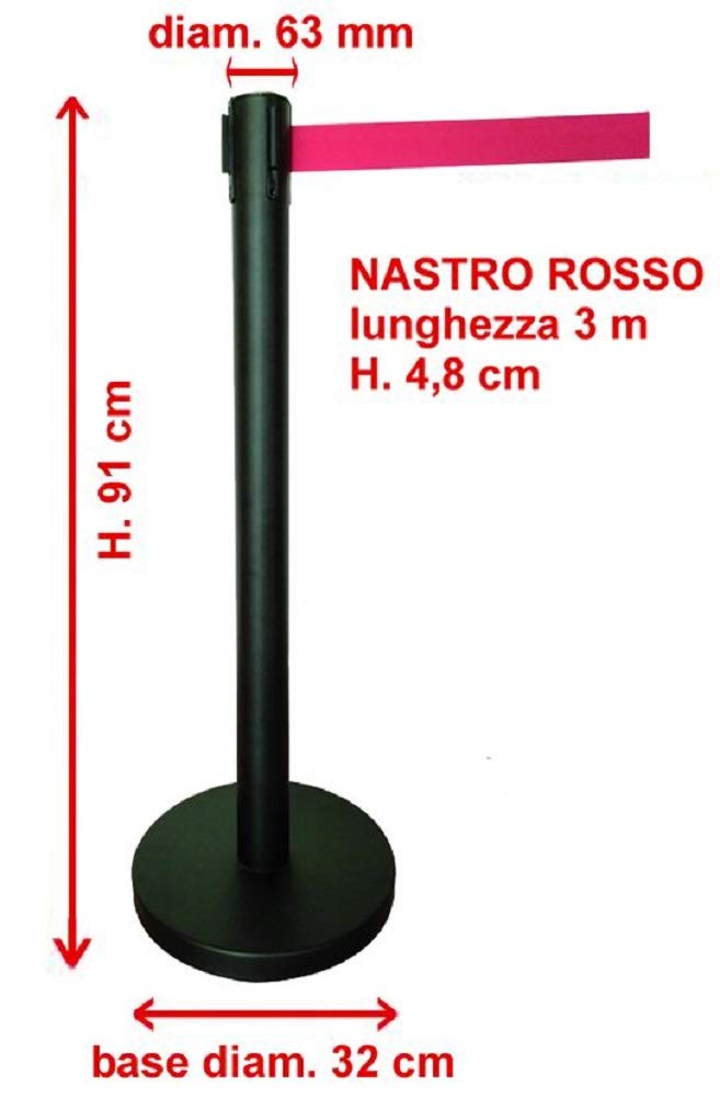 2PZ PALETTO COLONNA DI DELIMITAZIONE CON NASTRO ROSSO MT.3