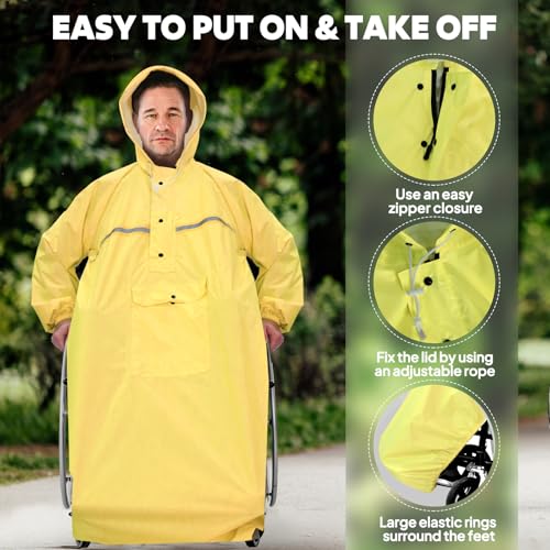 ANYOO Wheelchair Waterproof Poncho with Hood Reusable Cover Lightweight Poncho Cloak perfect for Adult3