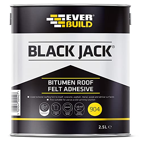 Everbuild Black Jack 904 Bitumen Roof Felt Adhesive | Bonding Roofing Felt to Metal, Wood and Concrete - Black - 2.5 Litre